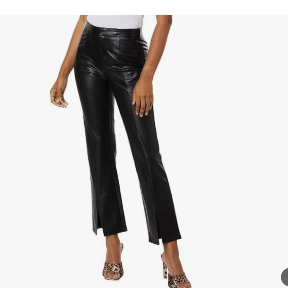 Paige Black Mesa Faux Leather Cropped Pants Size 12